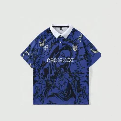 2026 summer new men's short-sleeved polo shirt with 3D angel print suitable for street casual fashion polo shirt