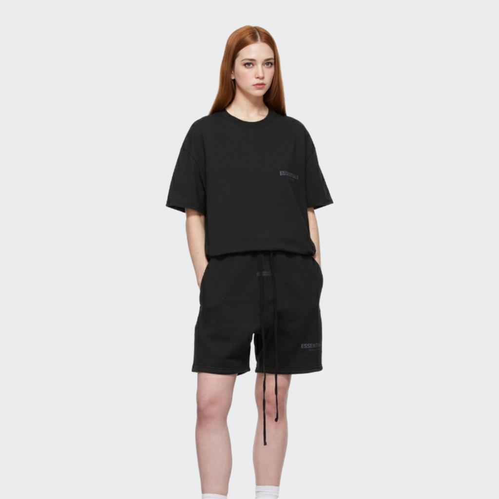 Fear of God Essentials FW21 Embroidered Logo Sweatshorts Unisex Bottoms Black FOG-FW21-155