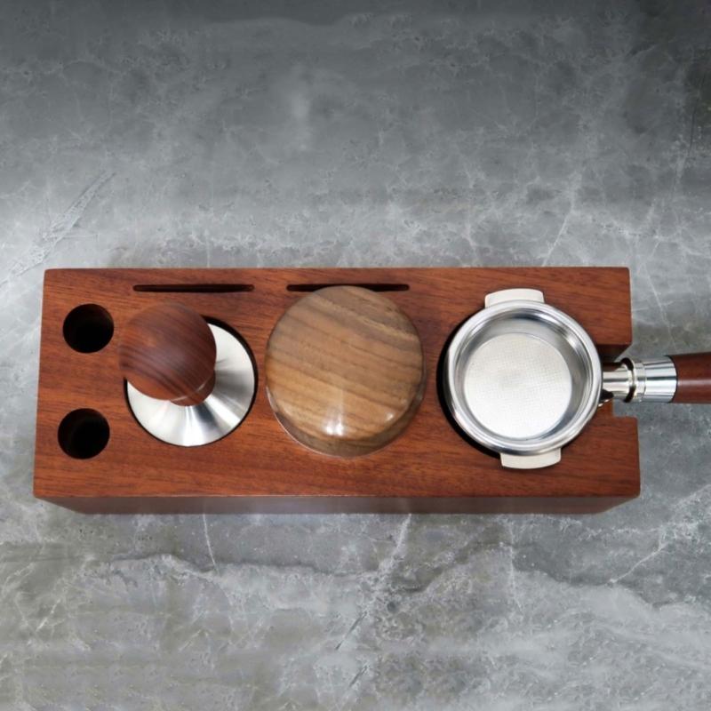 Wood Tamper Station Coffee Supplies Coffee Tool Holder Coffee Tamper Station Wood Material Gift for Coffee Enthusiasts