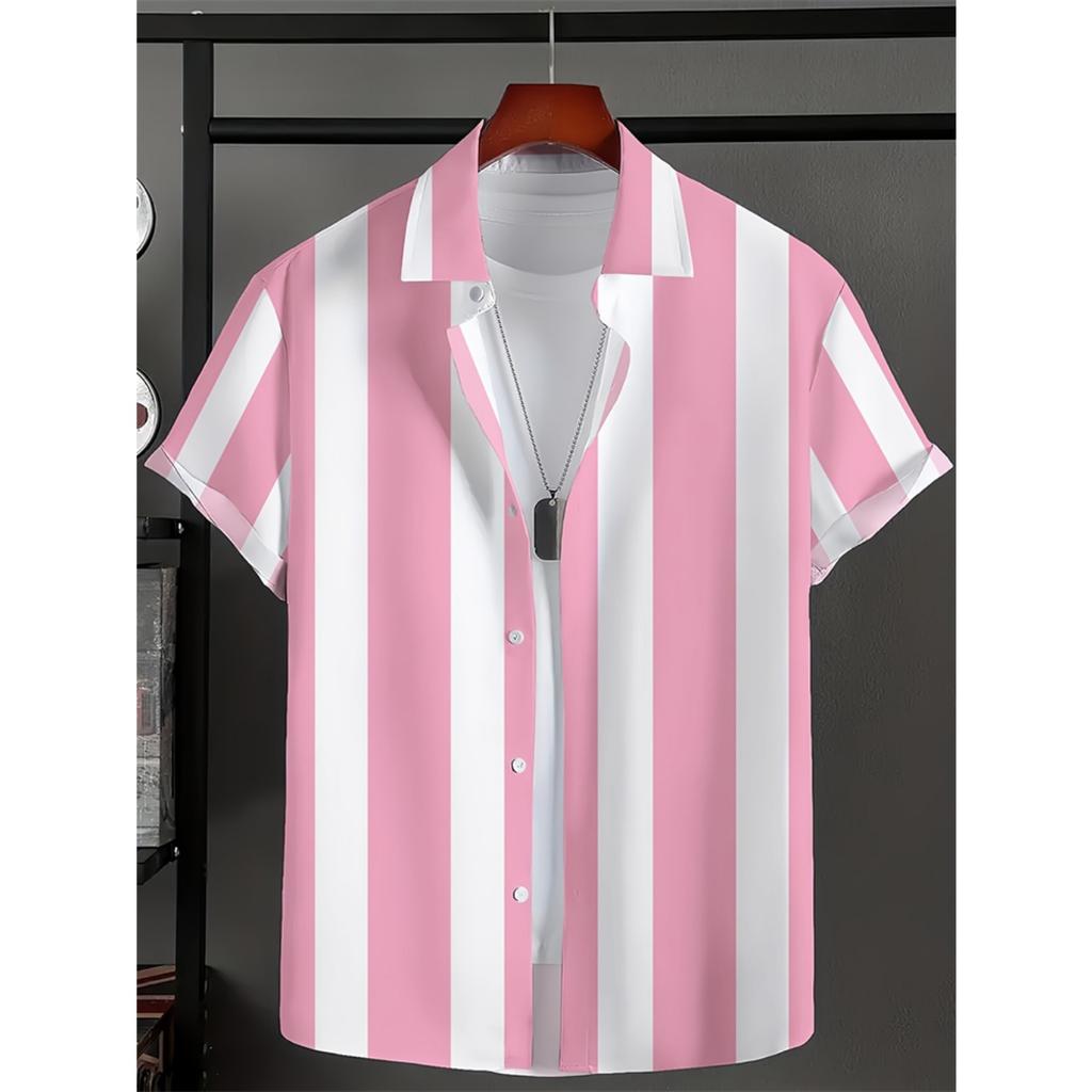 Spring And Summer Men's Beach Short Sleeve Shirt Loose Casual Lapel Button Down Shirt Fashion