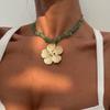 Boho Irregular Natural Stone Necklace For Women Exquisite Metal Flower Clavicle Chain Beach Party Jewelry Accessories Gift