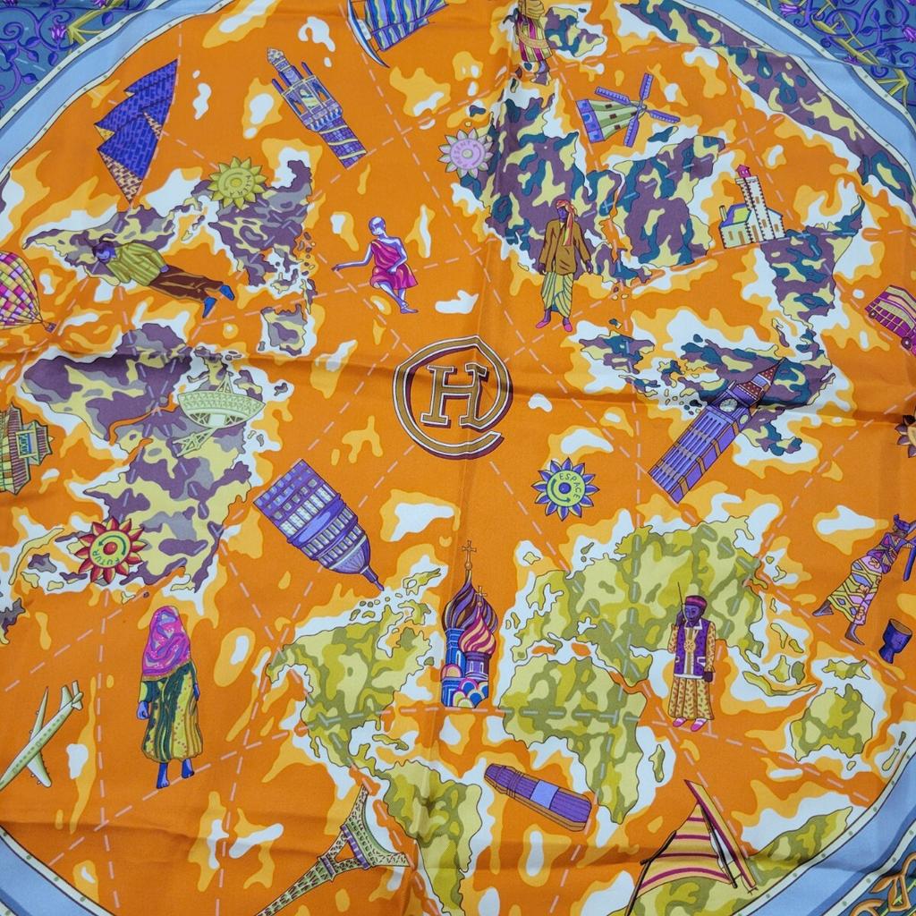 [USED]Hermes Carre 90 with Box Scarf, Silk,