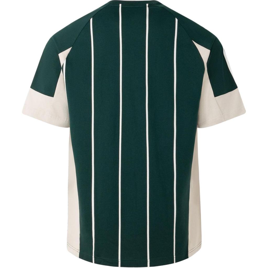 adidas Loose Striped V-Neck T-Shirt With Drop Shoulders Unisex Tops Night-Sky-Green Han-Jade-White JC5679
