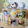 Cute Pets With Flowers Micro Building Blocks Cartoon Figures Animals Cats Panda Sanrio Disney Ornament Christmas Gifts