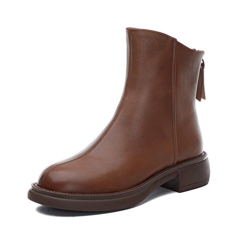 Fashion Women Ankle Boots Genuine Leather British Style 2025 New Winter Fashion Women Boots Thick Bottom Lace-up Short Boots Women