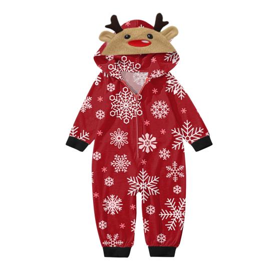 Christmas Family Matching Pajamas Set Elk Snowflake Print Long Sleeve Loungewear Full-Body Jumpsuit for Christmas Holidays And Family Gatherings