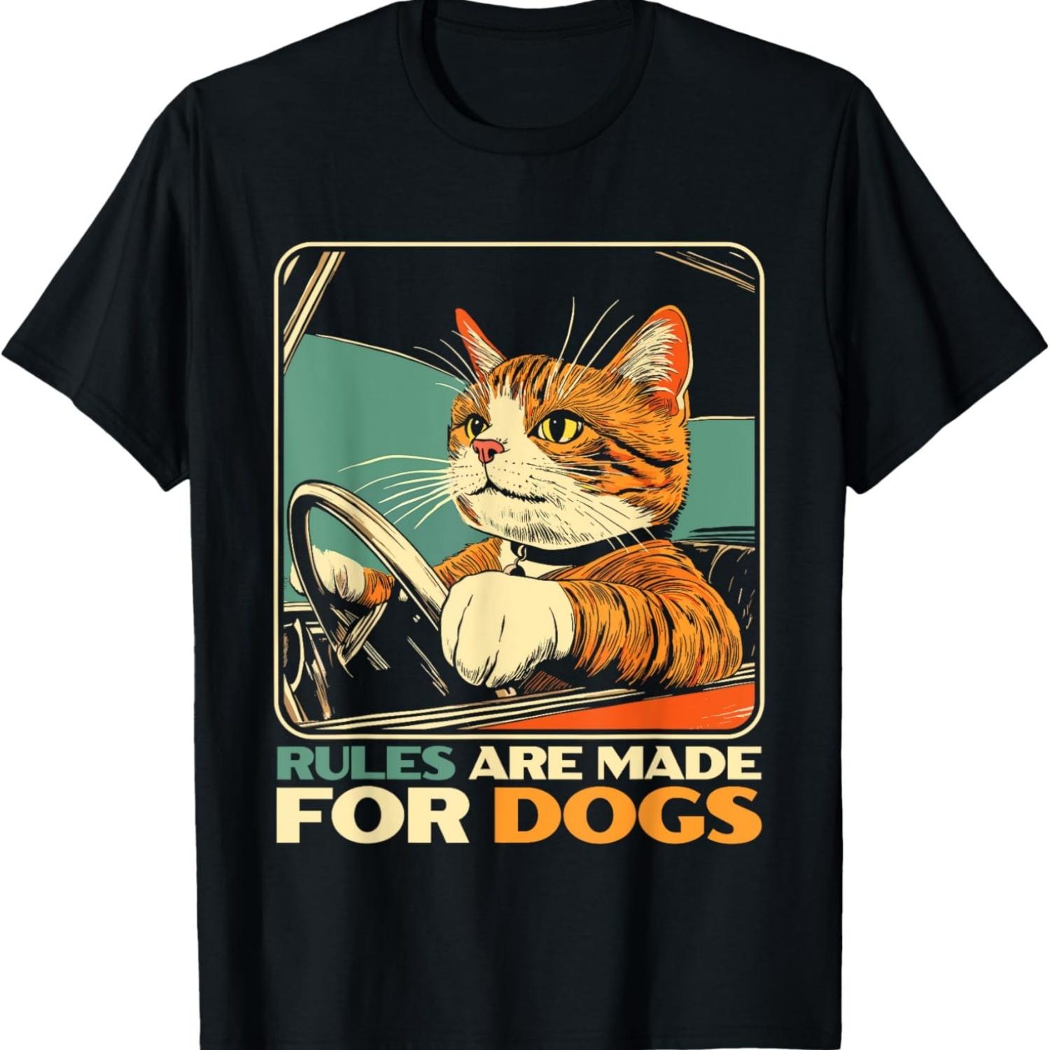Забавный Любитель Кошек - Правила Созданы для Собак Водящий Кошку Мужчины Женщины Девочки Дети Футболка(1) S