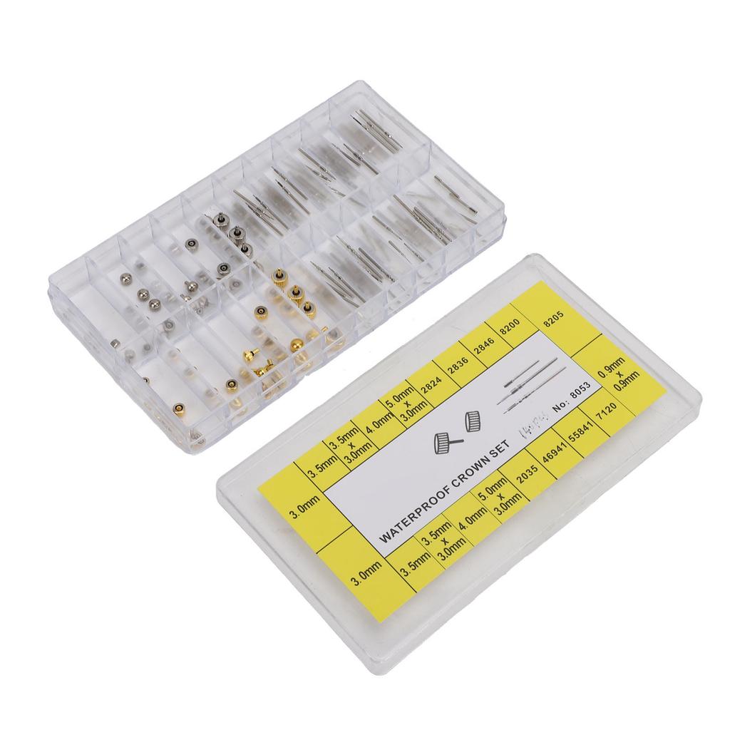 140pcs Copper Stainless Steel Watch Repair Kit Portable Watch Stem Extender Crowns Accessory Repairing Replacement Tool