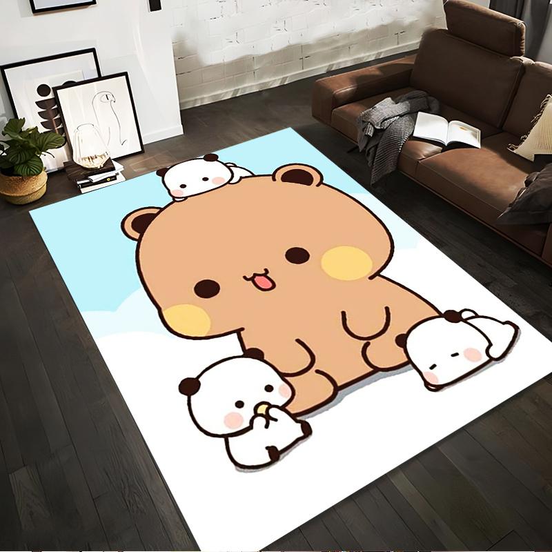 

Cute Cartoon Brown Bear with Baby White Bears in Cloudy Blue Sky Background Suitable for use as an anti-slip1 for1room and bedroom sofas 40x60cm( 15x23in )