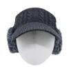 Winter Knitted Sun Visor with Fluffy Ear Cold Protection JDV1300 [With Moons] Hat, Flaps, Women's (Charcoal)