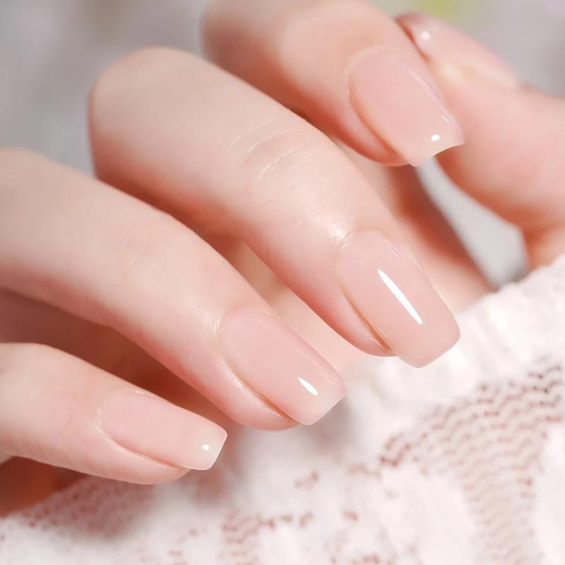 Simple and gentle whitening light powder long European square manicure patch nail piece fake nail piece 24 pieces