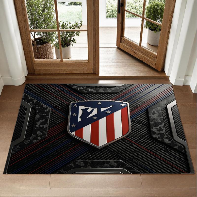 Atletico Madrid Design Crystal Velvet Rug Soft Decorative Mat for Bedroom Entrance