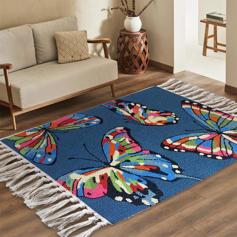 Retro Persian Cotton Linen Rugs with Tassels for Living Room Bedroom Carpet Floor Mats Bedside Area Rugs Entramce Doormats