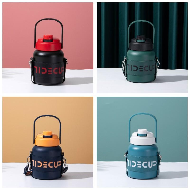 Large Capacity 1100ml Gym Straw Vacuum Cup Thermos Stainless Steel Bottle Water