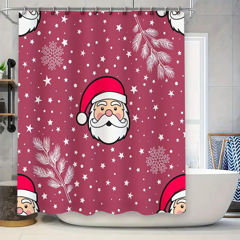 

Очаровательная красная шторка для душа с белыми звездами Санта-Клауса для рождественского украшения в ванной комнате, предмет домашнего декора 90x180cm