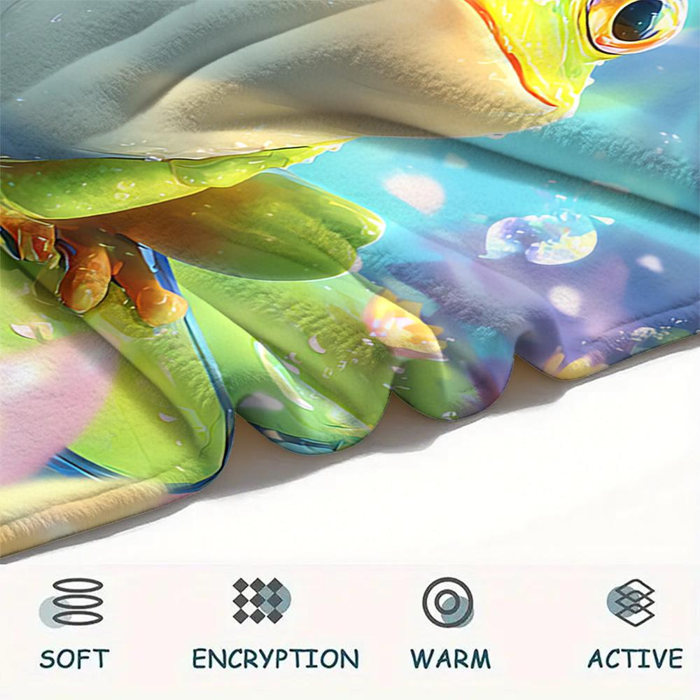 Frog Print Flannel Blanket, High quality Comfortable for All Seasons, Home Decor, Warmth and Comfort, Perfect for Christmas Gifts