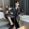 Men's 100% Cotton Long Sleeve Bathrobe Cardigan - Spring/Autumn Pajamas for Middle-Aged and Elderly, Plus Size Homewear
