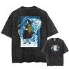 Hot Sale Demon Slayer Kimetsu No Yaiba Rengoku Kyoujurou Graphic Print T-Shirt Men Women Oversized Harajuku Style Vintage Washed Cotton Summer New Tee