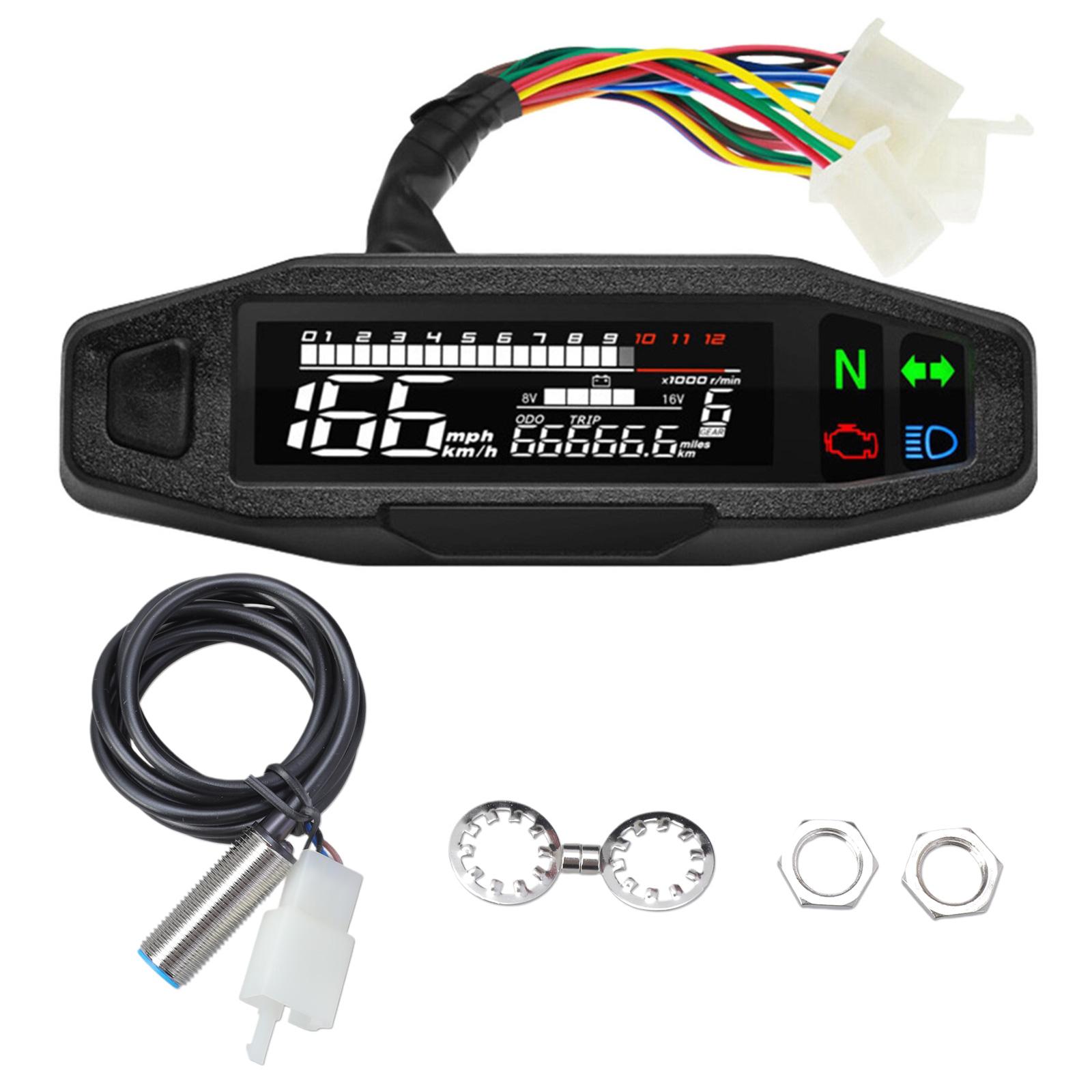 Motorcycle Speedometer Oil Gauge Tachometer Universally Digital Meters Instrument Cluster with Turn Signal Indicators 1