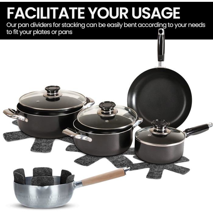 Protection de poêle - Lot de 12 - Résistant à la chaleur - Taille réglable - Feutre de polyester