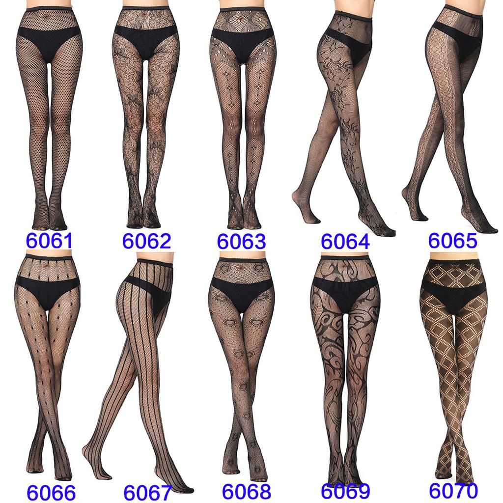 Warp Knitted Seamless Trend Jacquard Fishing Net Socks, Little Love Tiger Pattern Grid Black Stockings