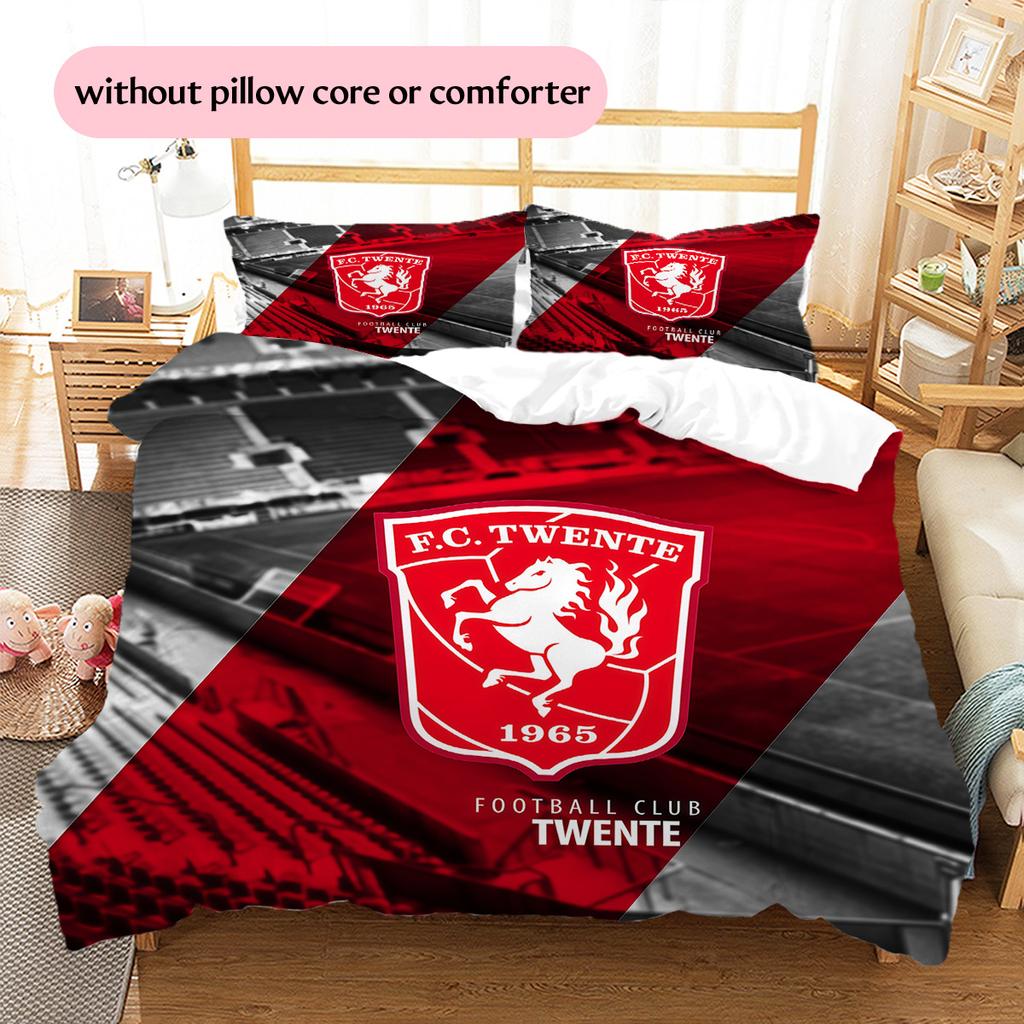 FC Twente Pattern Bedding Quilt Set  Home Decoration  Gift (1 * Duvet Cover + 2 * Pillowcase  Without Core).xwn