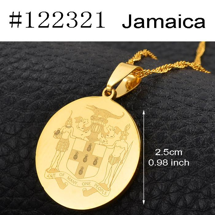 Anniyo Jamaica Haiti Nigeria Ghana Dominica Dominica Emblem Pendant Necklaces Patriotic Jewelry Women Girls @121821 45cm OR 17.7 Inches