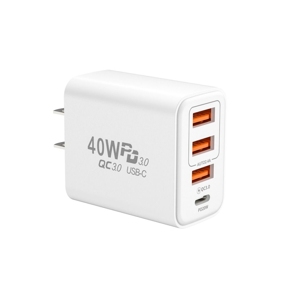 Durable 40W USB C Charging Plug 4Ports TypeC Charging Block Fast Charging USB Wall Charger Adapter