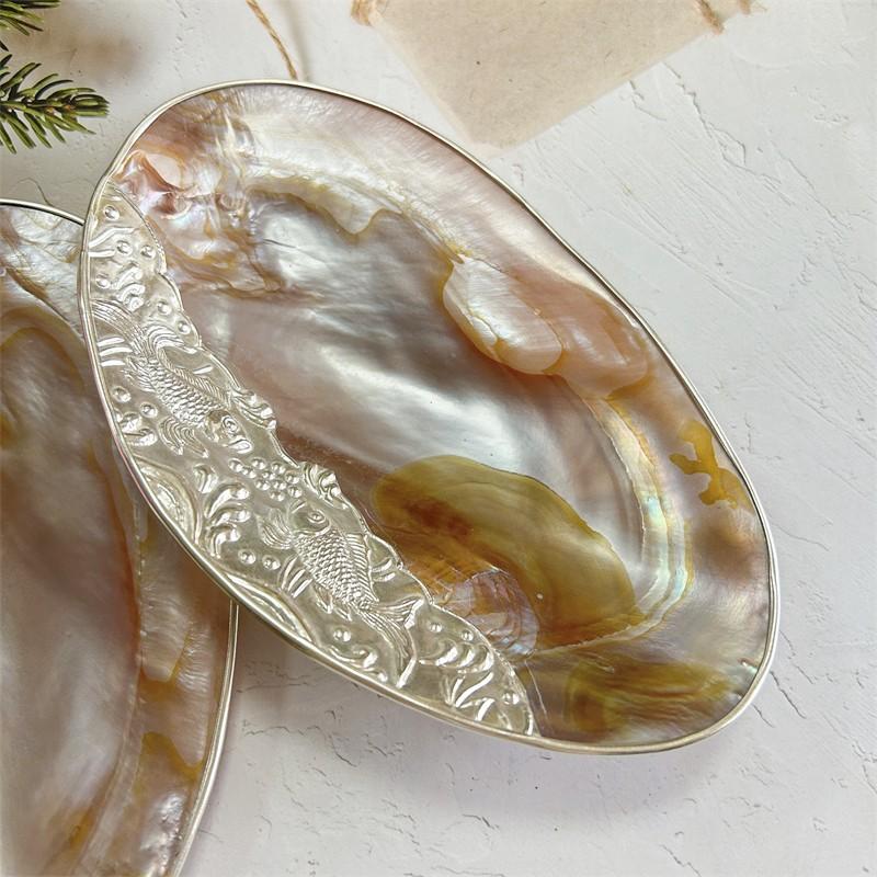 

Натуральная полированная тарелка для фруктов из ракушек, икорная тарелка, гостиничный столик, реквизит для стрельбы, тарелка из ракушек, поднос из жемчужных ракушек