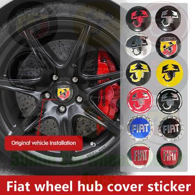 New  4pcs 3D  50mm Abarth Logo Car Emblem Wheel Center Hub Auto Rim Refit Dust-proof Badge Covers Sticker Styling Accessories