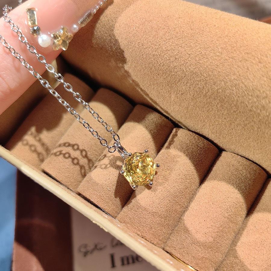 Tibetan Silver Zircon Colorful Rose Pendant Necklaces for Women Romantic Plant Fashion  Light Luxury Accessories