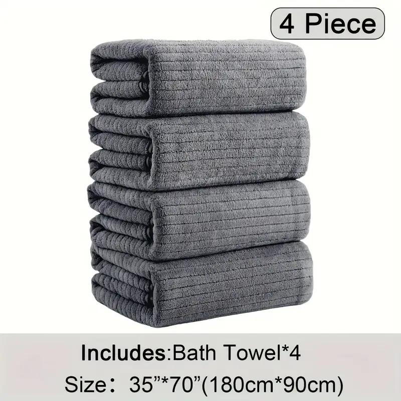 4pcs Oversized Bath Towels Set Ultra Soft Microfiber Comfortable Good Absorbency Multi-functional Use Suitable for Family Hotels