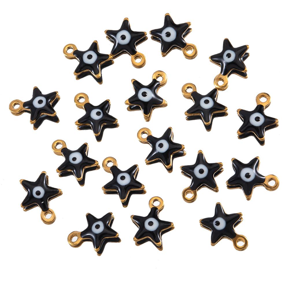 20pcs Round Ball Charms Stainless Steel Turkish Evil Eye Earring Pendant Base DIY Boho Jewelry Making Bracelet Supply Mix Color