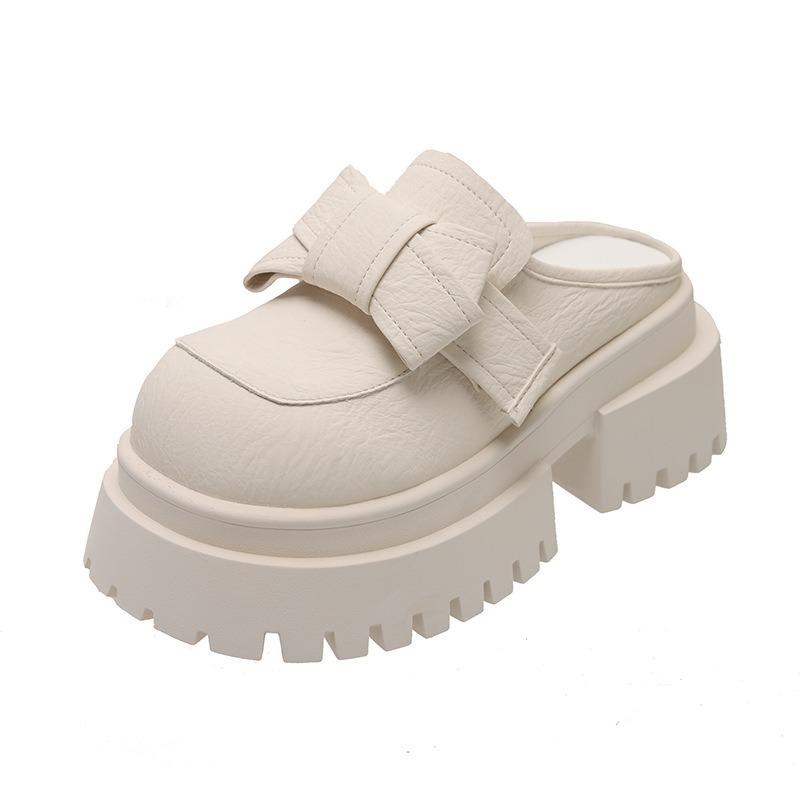 Thick Heel Height Increase Small Leather Shoes Women's Spring and Summer New Retro Fashion Platform Single Shoes Women