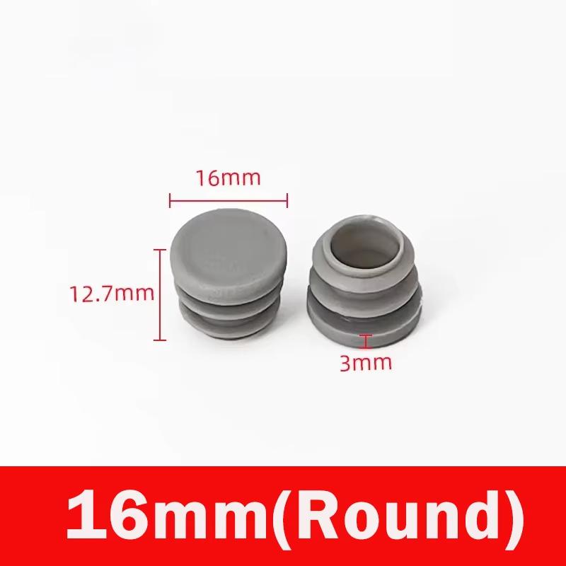 Capace de capăt de blocare din plastic gri, rotunde/pătrate, pentru tuburi/țeavă de 16/19/22/25-100mm, Dopuri, Vârfuri pentru picioare de mobilă/masă, Pad-uri pentru picioare de scaune