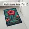 Floral Horse Theme Soft Crystal Velvet Rug Custom Name & Text Print Non Slip Floor Rug for Bedroom Living Room