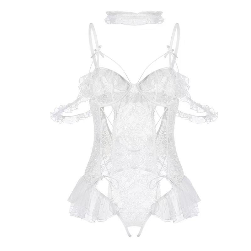 Sexy sexy lingerie hot perspective mesh one-piece uniform plus size suit 2390