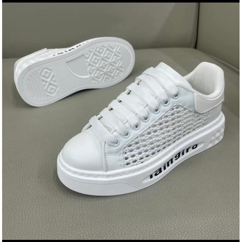 

2025 summer new Korean version of trendy casual shoes breathable thick-soled lightweight men s sports shoes light luxury comfortable board shoes 44 белый