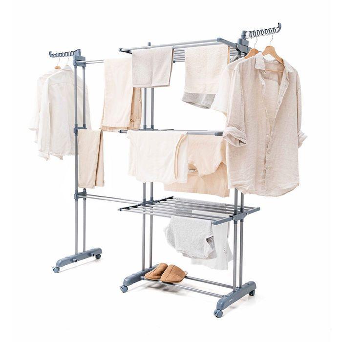 Étendoir Pliant Vertical Extensible Avec Roues Dolver XL InnovaGoods 30 Barres FIL A LINGE - TANCARVILLE - ETENDOIR - SAC DE SECHAGE