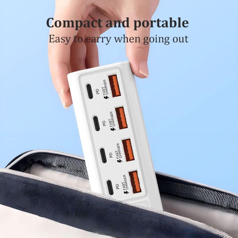 4USB 4Type-c Charger Socket 8 in 1 Power Outlet Adapter Compatible with Computers/Plugs