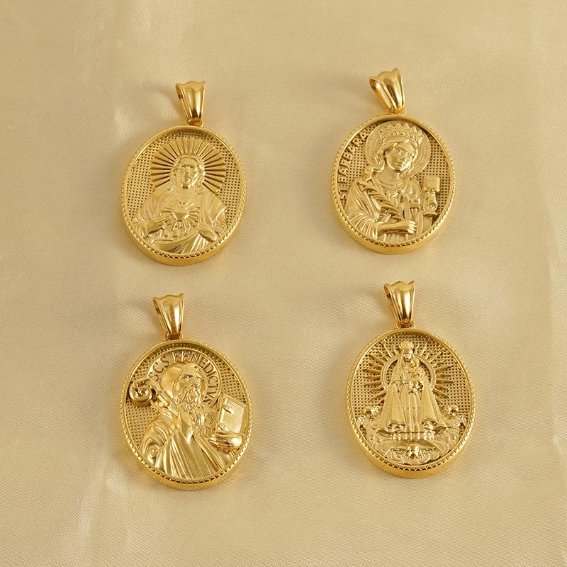 3D Relief Patin Edelstahl Anhänger Halskette - Herren Trendiger 18K Europäischer Retro Titanstahl Schmuck