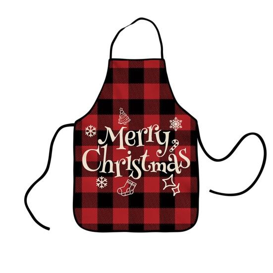 Christmas Apron Festive Holiday Print Apron with Pocket for Cooking Serving Adjustable Neck Strap Kitchen Apron for Cooking Gardening Server Waitress