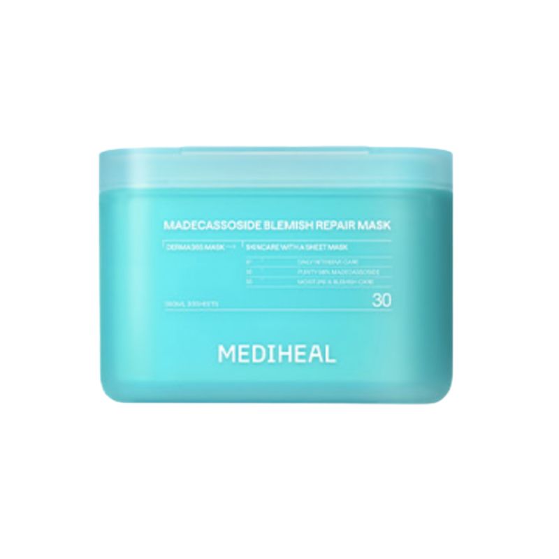 MEDIHEAL Derma 365 Madecassoside Blemish Repair Mask 30 Sheets – Soothing & Skin Barrier Care Daily Sheet Mask