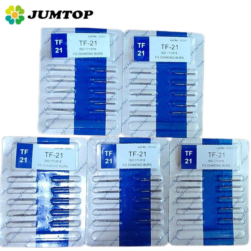 50pcs Dental High Speed Burs High Speed Handpiece Turbine Diamond Burs Diamond Polishing Tooth Preparation Dentist Material