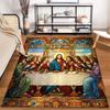 Stained Glass Last Supper Art Rug Non-slip Rug Suitable for Living Room and Bedroom Sofas.