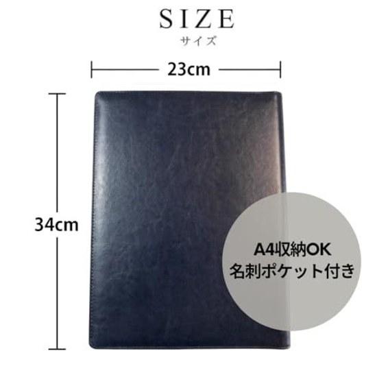 King Jim Binder A4 Clipboard Latuna 2-Fold Business Card Holder Pen (Black PU Leather)
