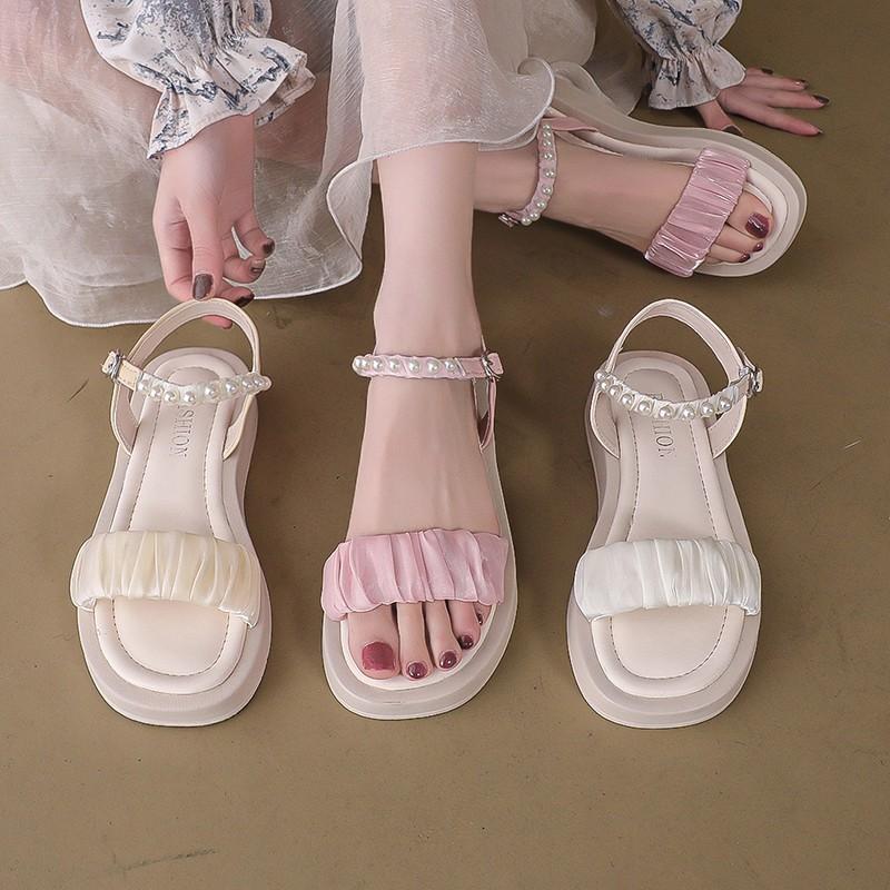 Fashion Comfort Shoes for Women Roman Sandals 2025 Summer Buckle Strap Suit Female Beige Soft Clogs Wedge Open Toe Clear Heels Gladiator