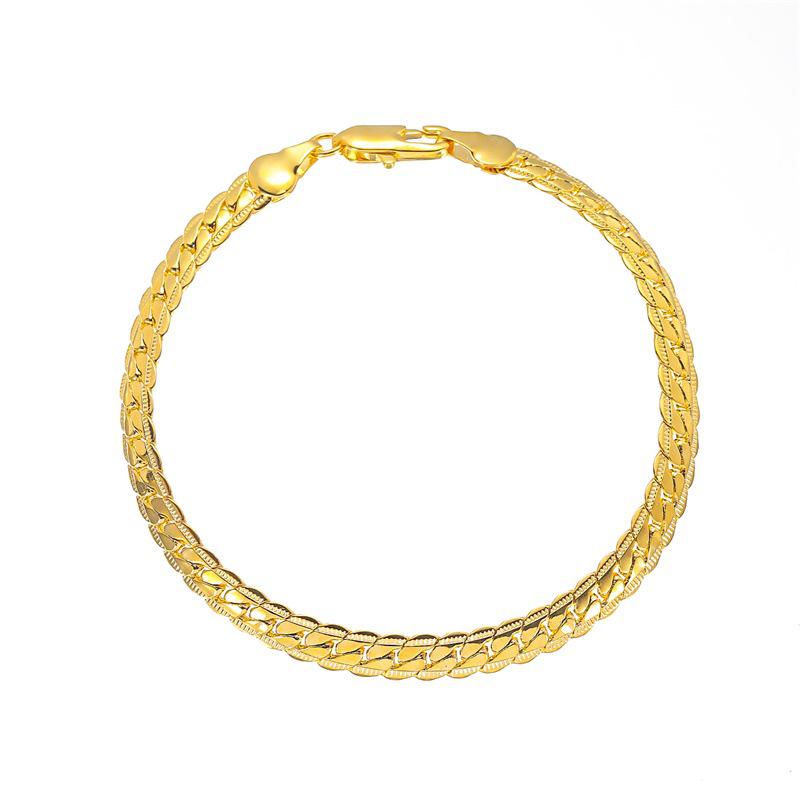 Classic Herringbone Chain Bracelet Gold Tone Flat Snake Chain Bracelet for Women Elegant Daily Wear Jewelry