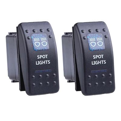 2Pcs Waterproof Marine Boats Rocker Switches 5 Pins 2 Position Rocker Toggle Switches LED Light Rocker Switches for Car Boats