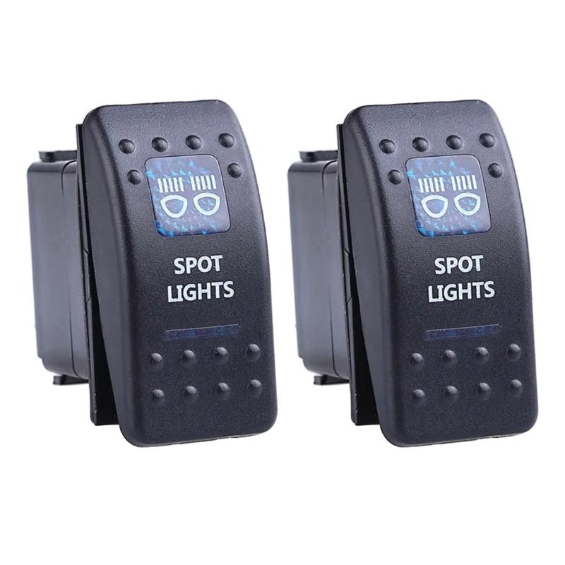 

2Pcs Waterproof Marine Boats Rocker Switches 5 Pin Toggle Switches 20A 12V Blue LED Lighted Waterproof Rocker Switches 1